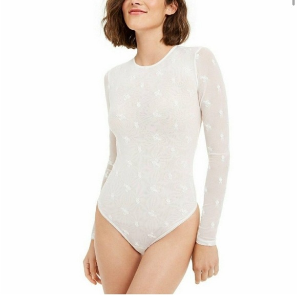 NWT Free People Ivory Mesh Make out  Bodysuit Women size M - Picture 2 of 9